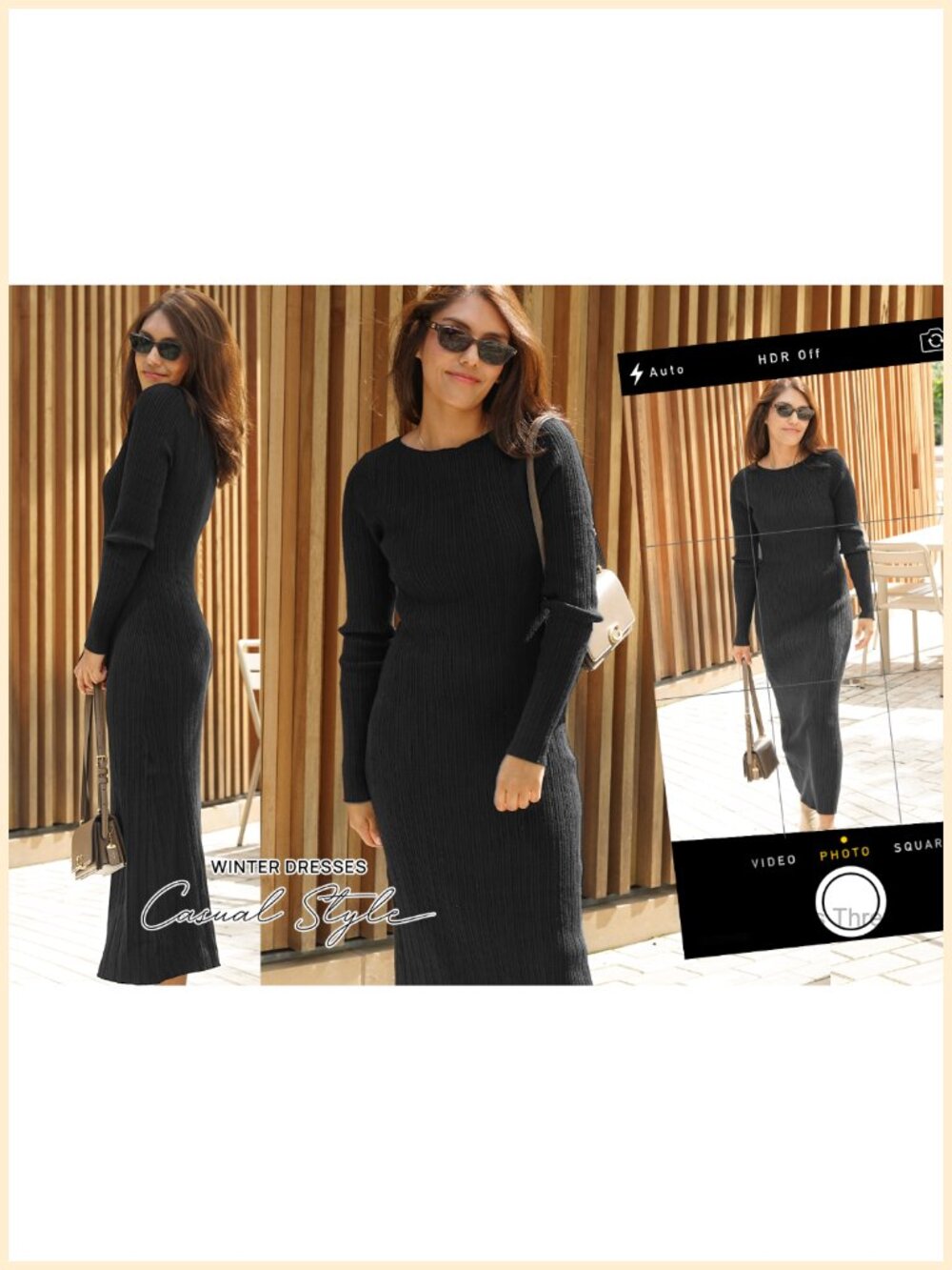 Ribbed Knit Long Sleeve Bodycon Maxi Sweater Dress Slim Fit Winter - Picture 6 of 6